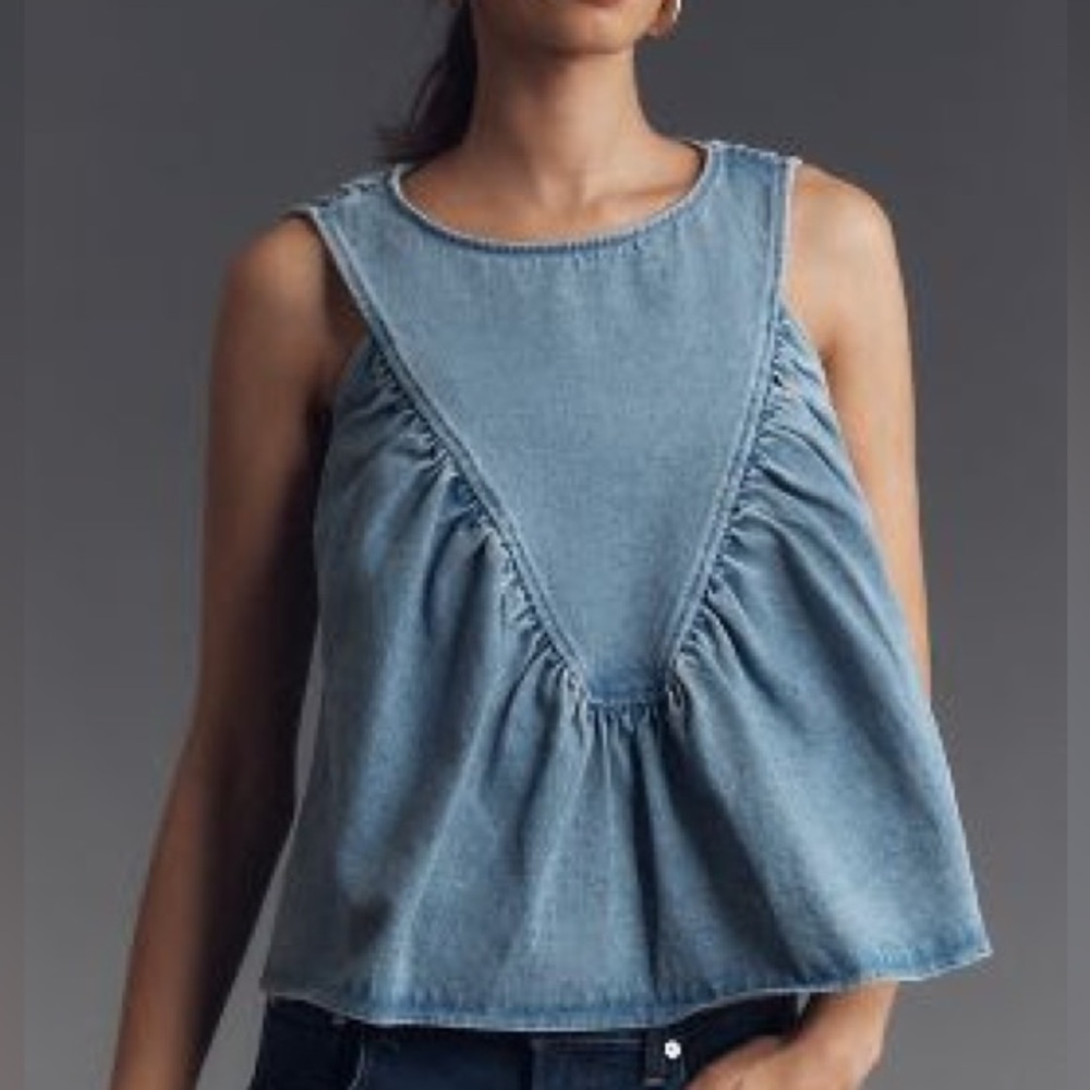 Mare Mare x Anthropologie Denim Shirred Shirt